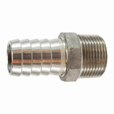 Hose Nipple, 12 Nominal, Barb X MIP, 150 Psi, 40 To 160 Deg F, ASTM A351 316 Stainless Steel, In
